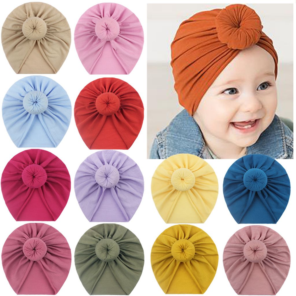 (Light Coffee)Lovely Donuts Baby Hat Soft Baby Girls Hats Turban Infant Toddler Newborn Cap Bo XXA