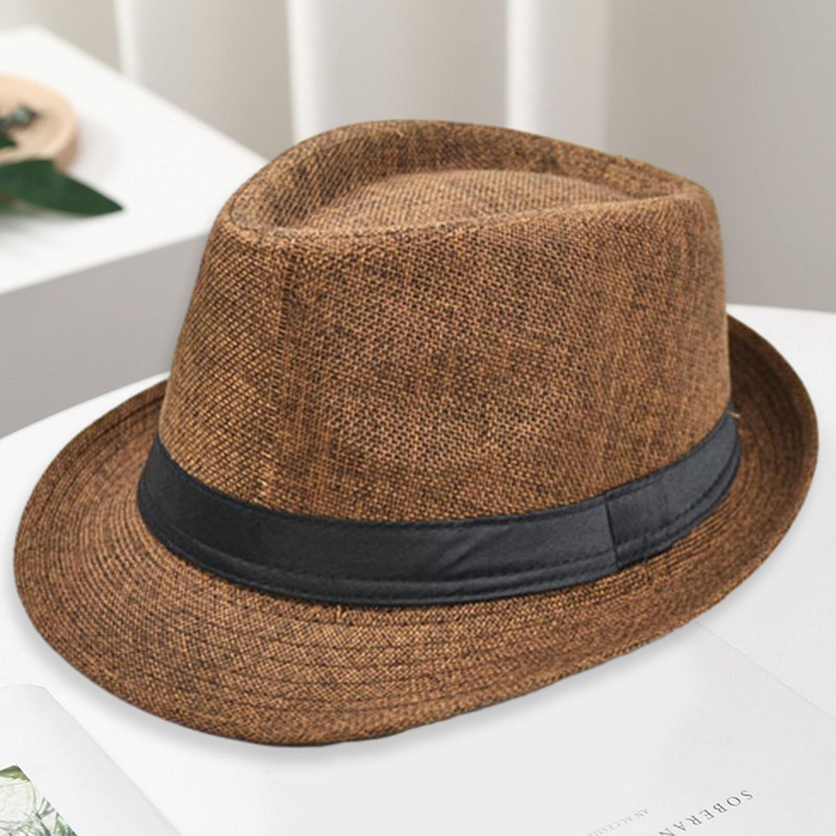 Unique Design Hat Urban Chic Wide Brim Hat Stylish Unisex for Mid-aged Coffee