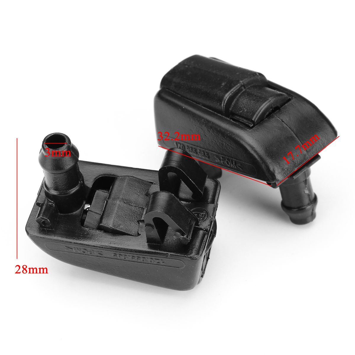 2pc Black Car Front Windshield Washer Nozzle Spray