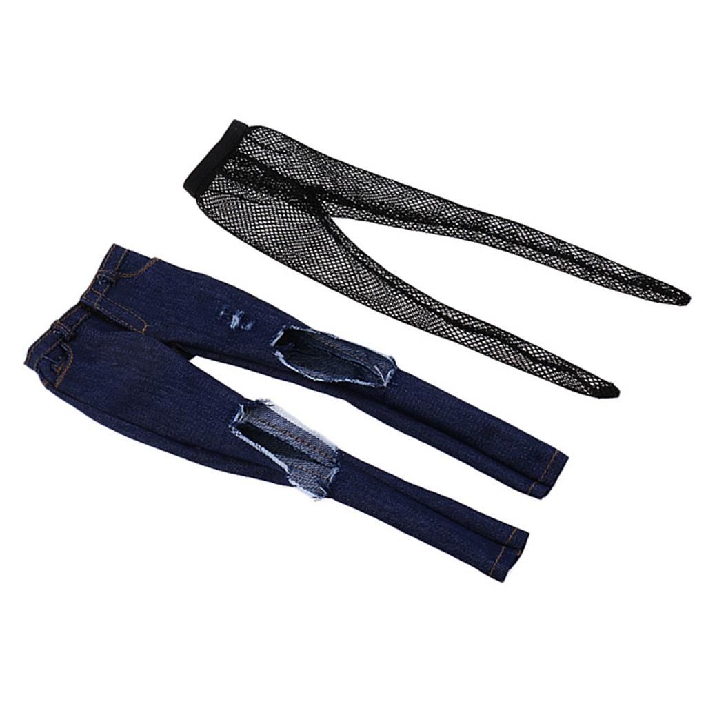 1/6 Ripped Jeans Female Pants For 12'' /Phicen/Kumik Figure Dark Blue