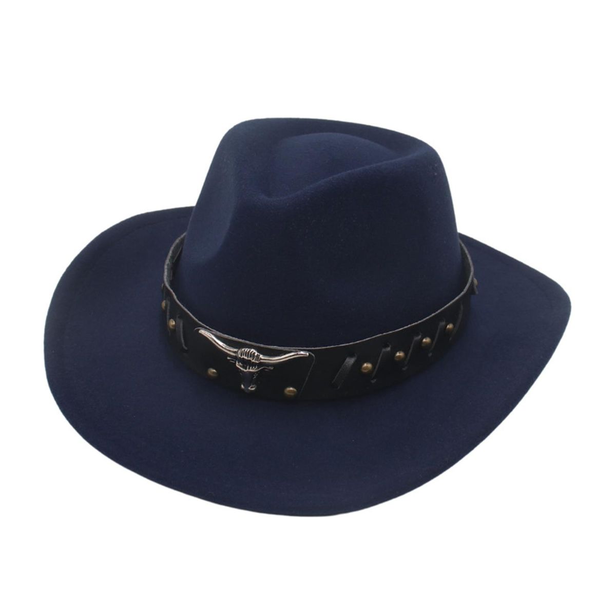 Bowler Hat Autumn Winter Felt Hat Navy Blue