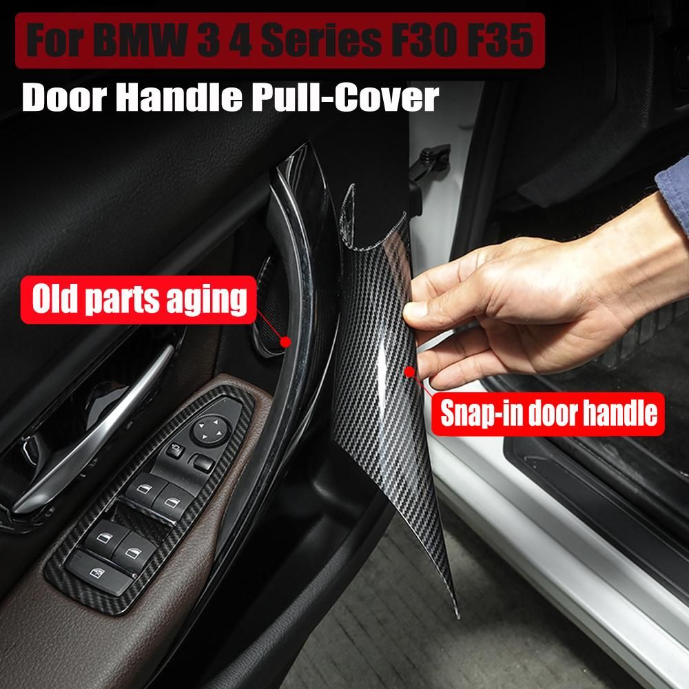 Auto Snap-in Door Handle Protective Trim Pull For BMW 3 4 Series F30 F35 2012-2016 Walnut/Carbon Texture ABS Trim Handle Stiker