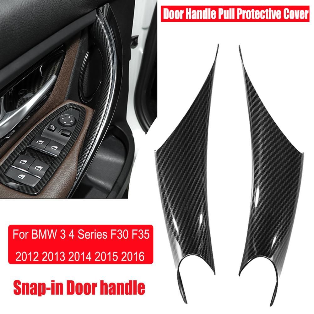 Auto Snap-in Door Handle Protective Trim Pull For BMW 3 4 Series F30 F35 2012-2016 Walnut/Carbon Texture ABS Trim Handle Stiker