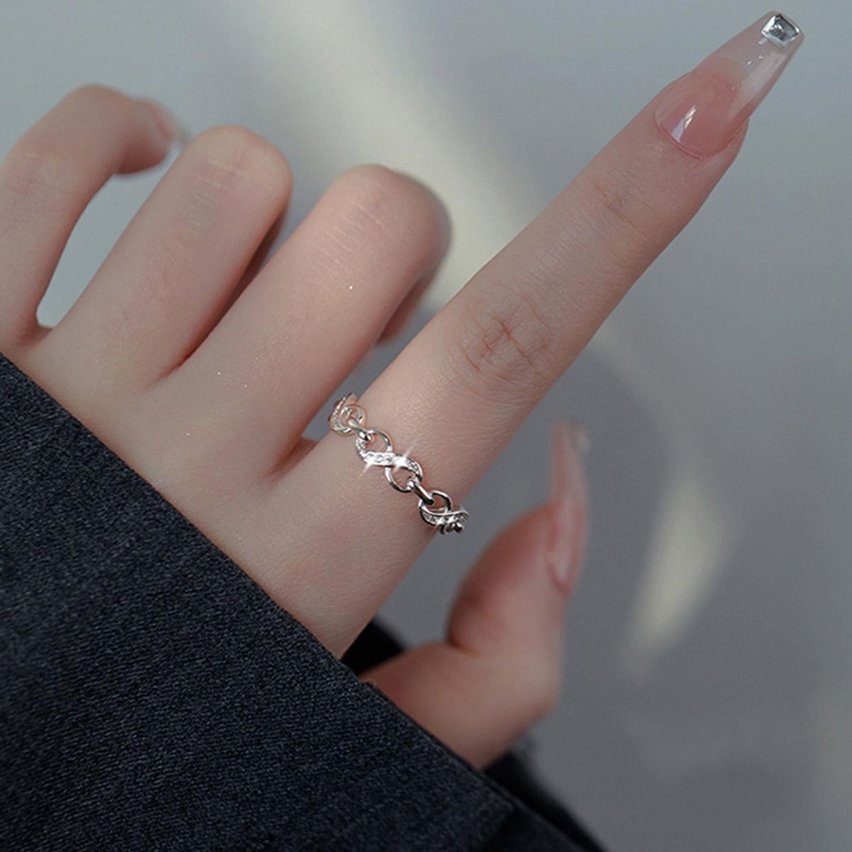 Ladies Ring Number 8 Infinity Love Finger Ring Fashion Jewelry Silver