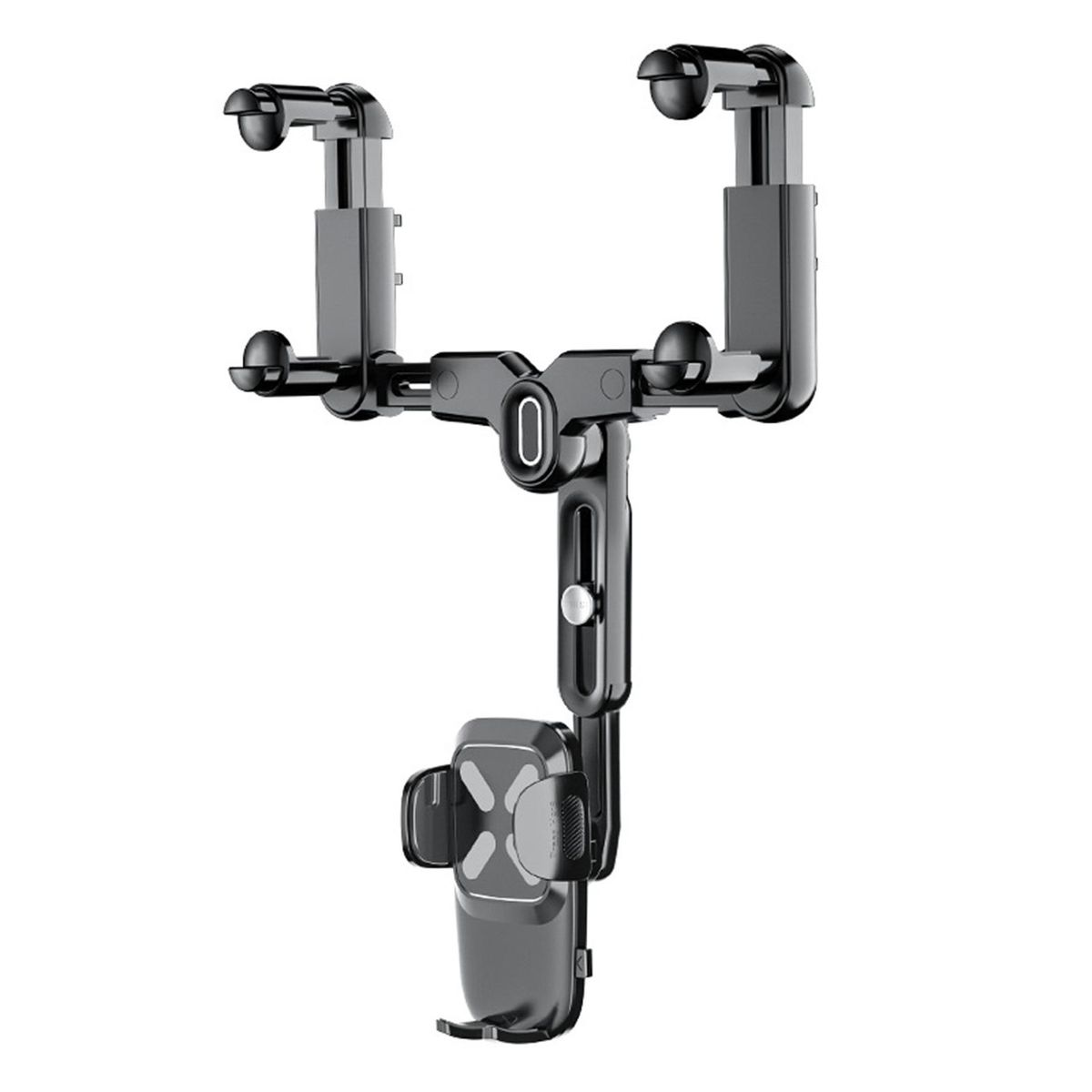Versatile Car Mirror Phone Mount Extendable Holder for Navigation Black