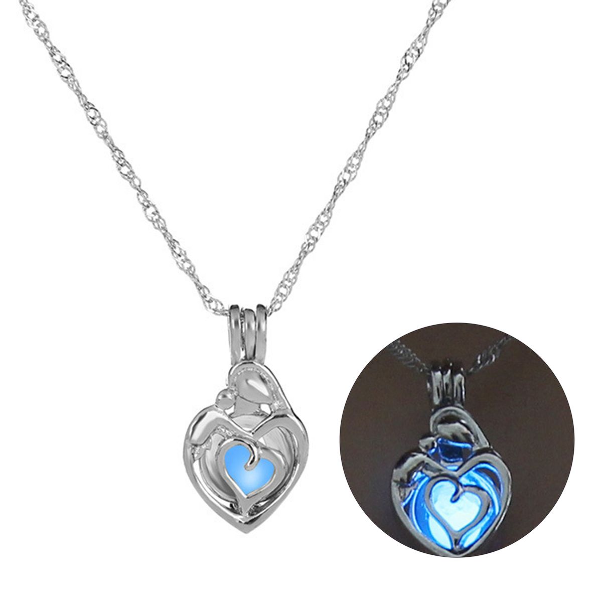 Luminous Necklace Skin-friendly Rust-proof Alloy-Sky Blue