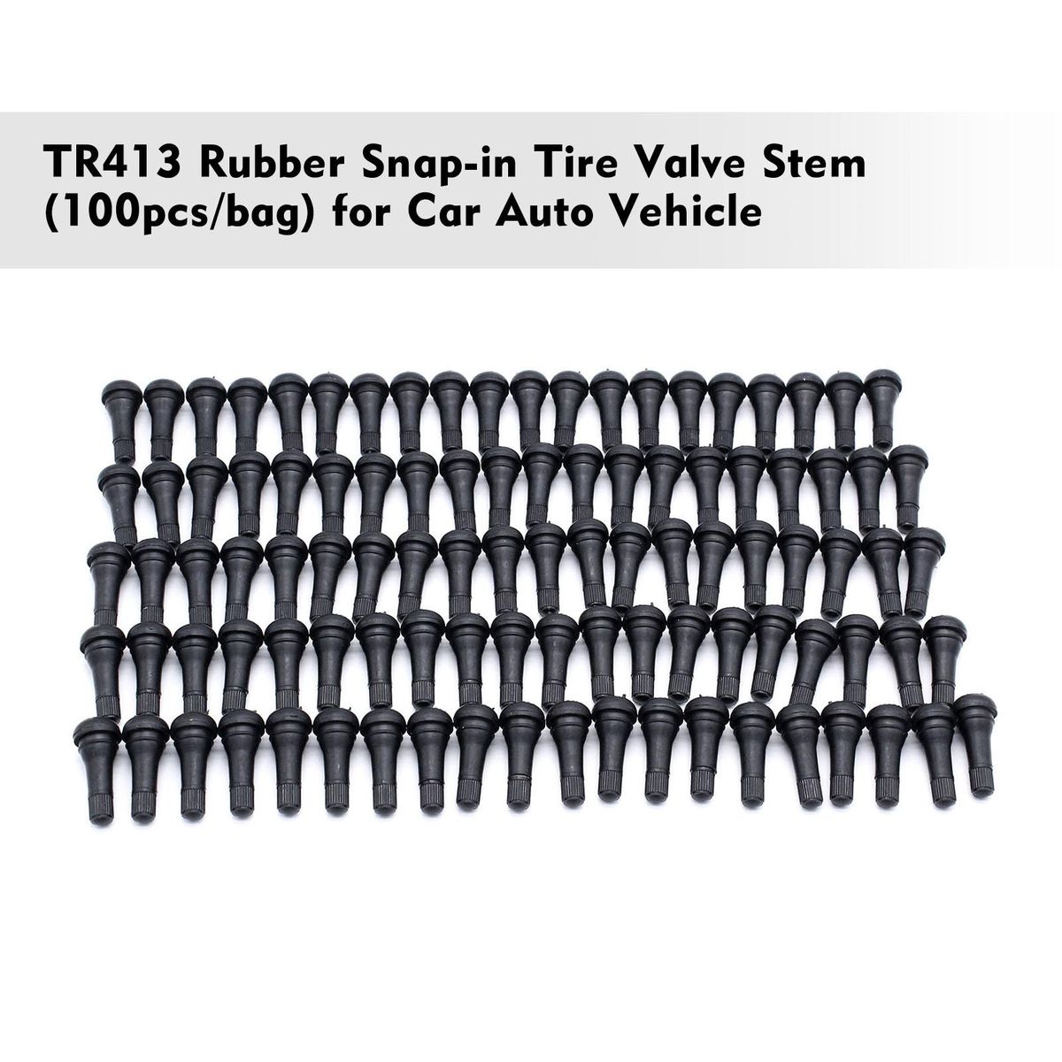 TR413 Rubber Snap-in Tire Valve Stem (100pcs/bag) for Car Auto Vehicle