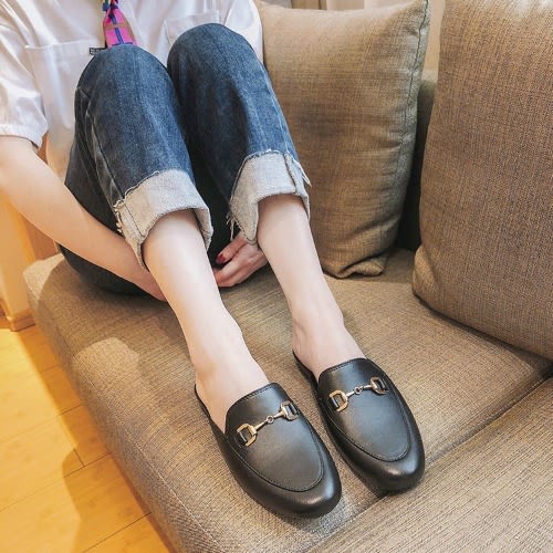 Ladies Casual Fitted Half Shoes Rubber Waterproof Shoes-black