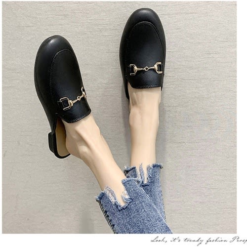 Ladies Casual Fitted Half Shoes Rubber Waterproof Shoes-black