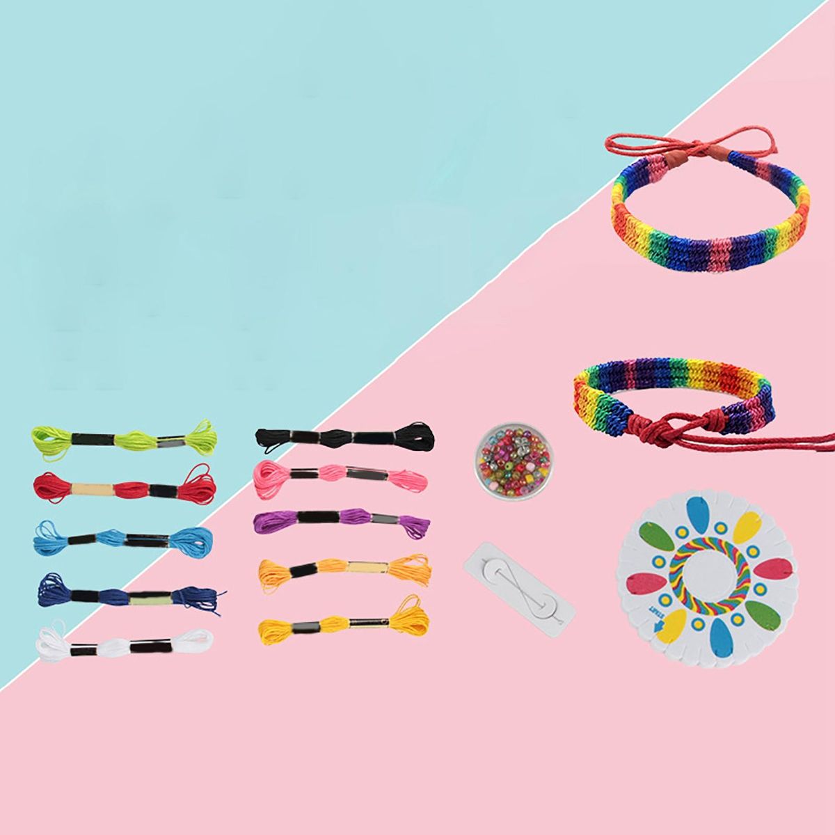 1Set Bracelet Making Kit Colorful Plastic Beads Pendants 1 Box Beads