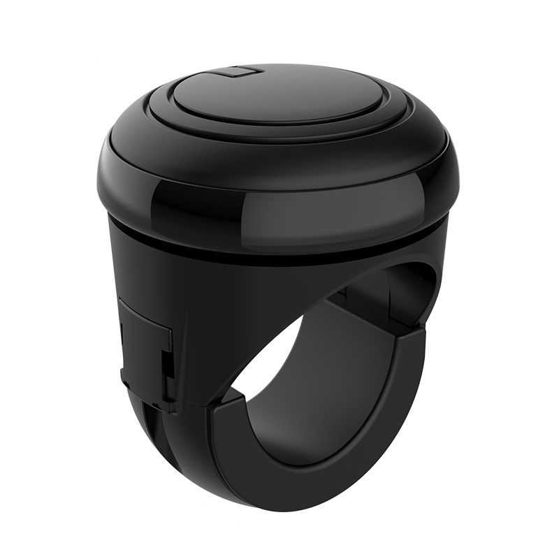 (black)Car Turning Steering Wheel Booster Spinner Knob 360 Degree Rotation Metal Bearing Power