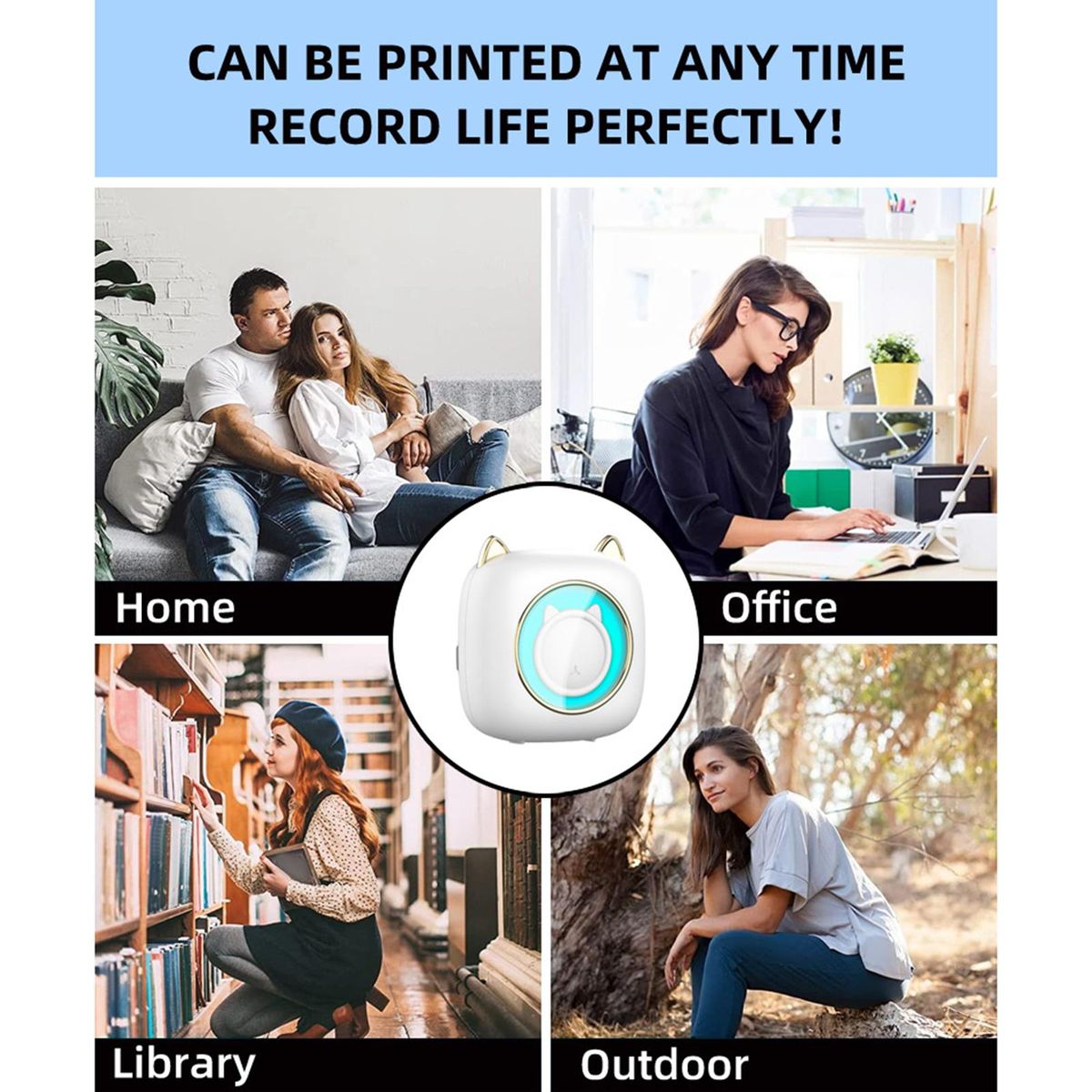 Mini Pocket Printer Inkless Rechargeable 200DPI Printing