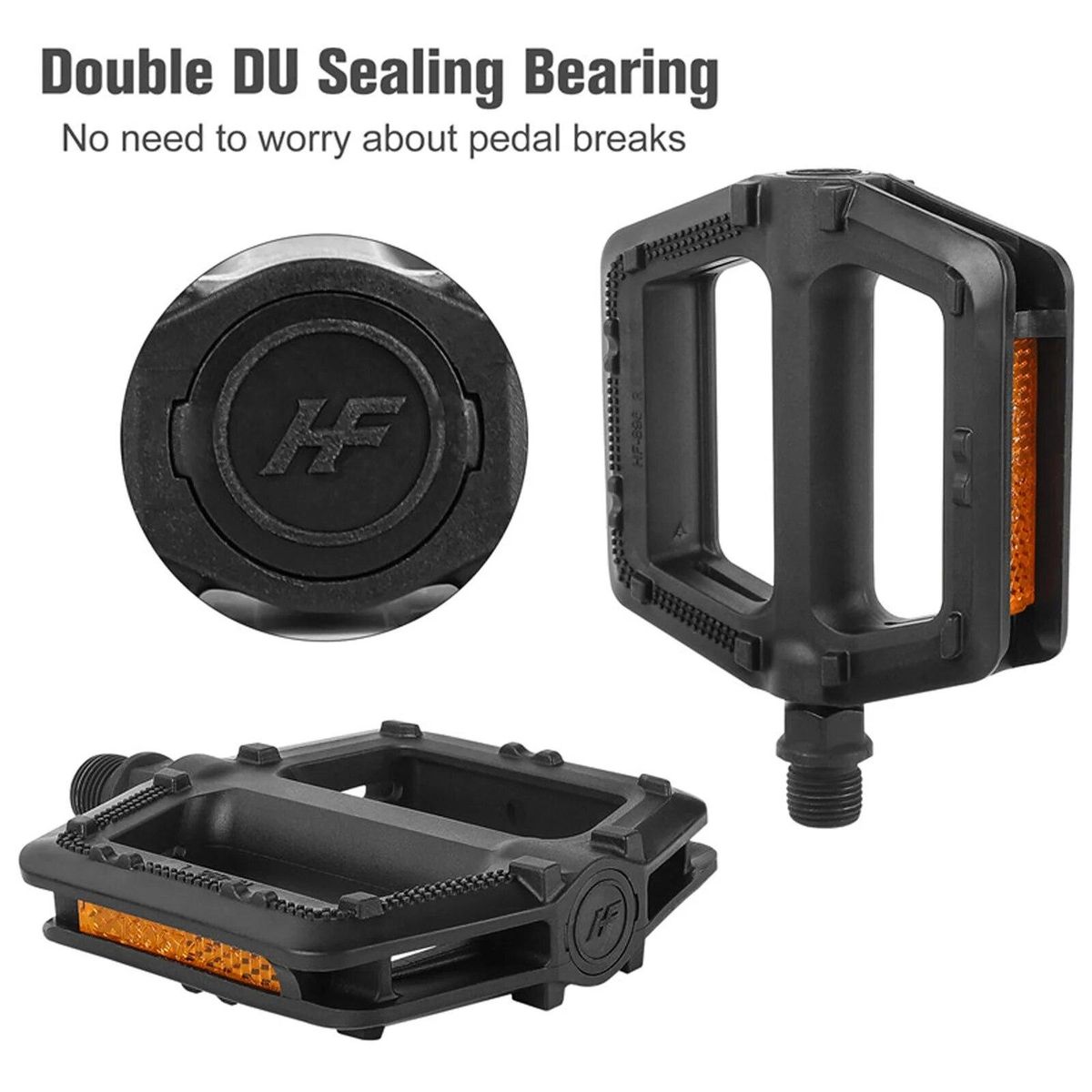Mountain Bike Pedals Universal Lightweight Non-Slip Ultra Sealed Bearing Road Bike Platform Pedals with Reflector