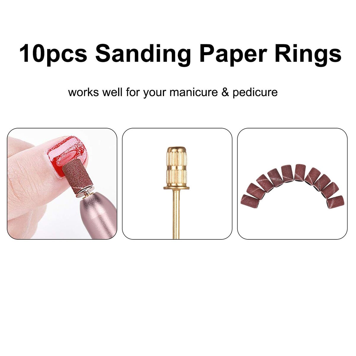 Assorted Nail Drill Bits Set Pedicure & Manicure Drill Bits Kit Replacement Drill Bits With 10 Sanding Paper Rings For Electric Nail Drill