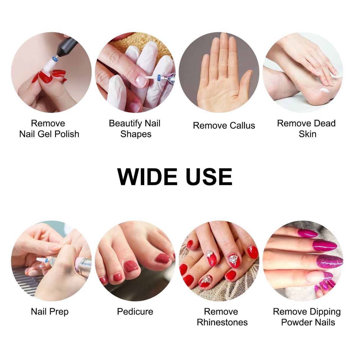 Assorted Nail Drill Bits Set Pedicure & Manicure Drill Bits Kit Replacement Drill Bits With 10 Sanding Paper Rings For Electric Nail Drill