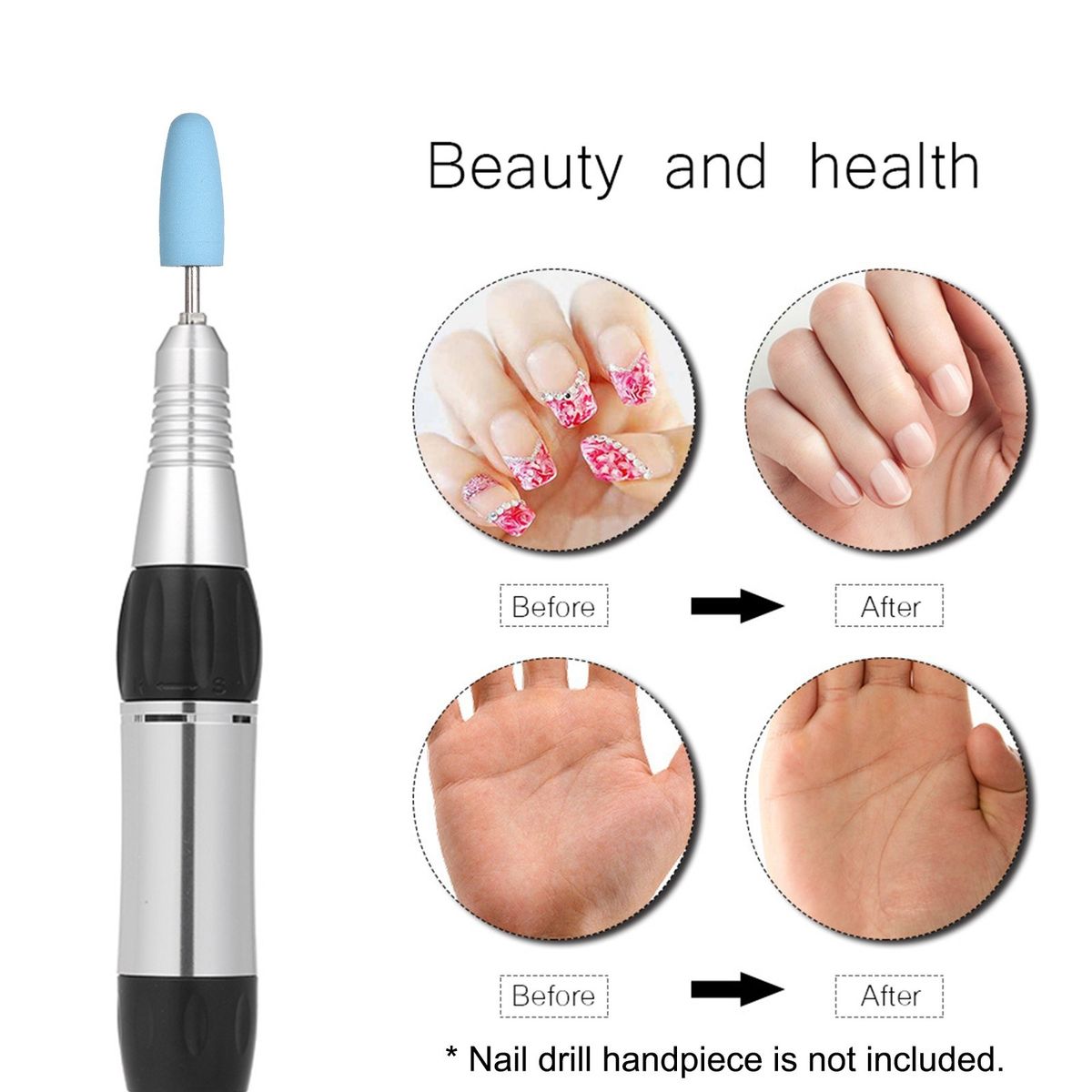 Assorted Nail Drill Bits Set Pedicure & Manicure Drill Bits Kit Replacement Drill Bits With 10 Sanding Paper Rings For Electric Nail Drill