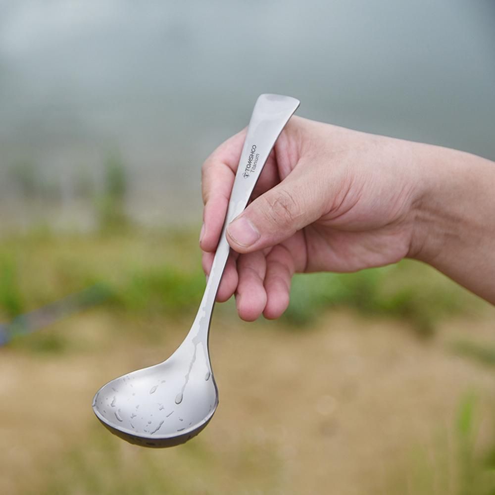 TOMSHOO Pure Titanium Long Handle Soup Spoon Outdoor Camping Household