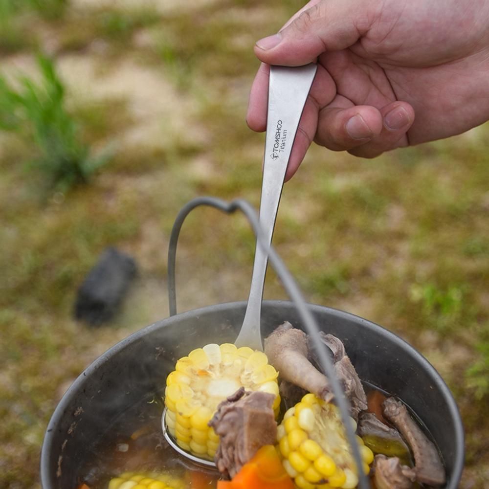 TOMSHOO Pure Titanium Long Handle Soup Spoon Outdoor Camping Household