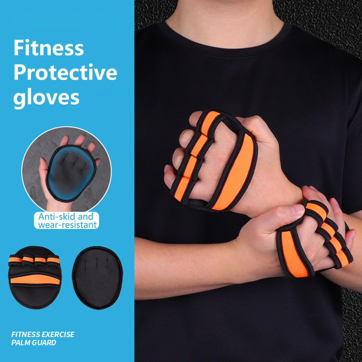 1 Pair Wristband Extended Palm Pads Sport Orange