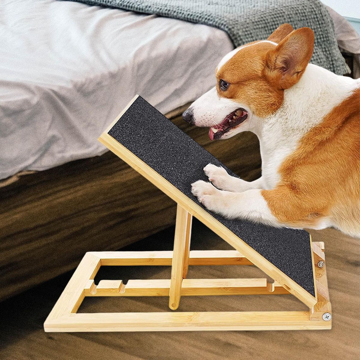 Dog Ramp Folding Easy Climbing Adjustable Height Nonslip For Bed Small