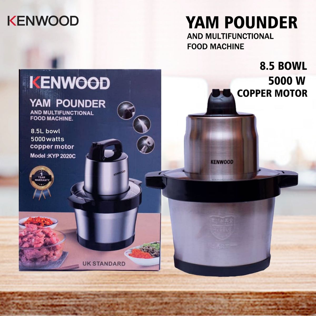 Yam Pounder And Multifunctional Food Machine 8.0L Bowl-5000W