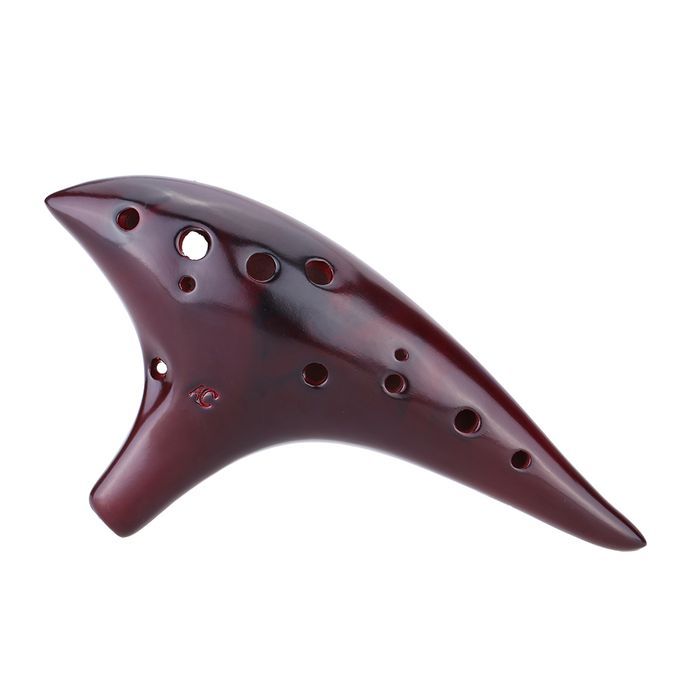 12 Holes Ceramic Ocarina Flute Alto C Smoked Burn Submarine.