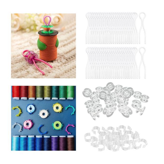 150Pcs Bobbin Holders Kit Sewing Thread Spools Clamps Multipurpose For