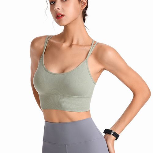 Womens Sports Bra,Gym Running Workout Yoga Bras Padded Cross Straps Back（Green）