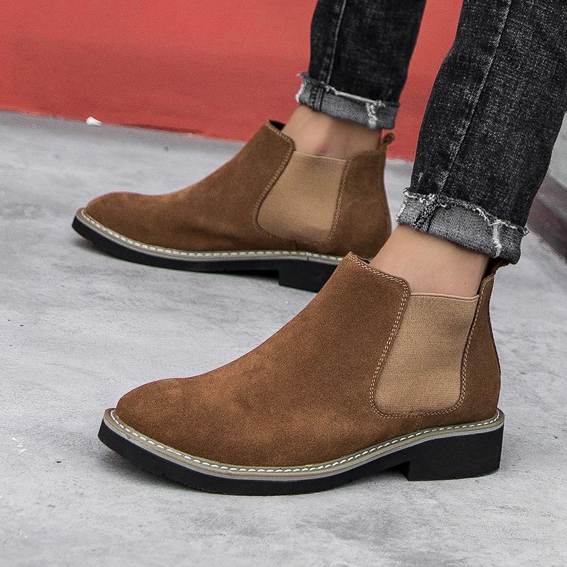 Men Chelsea Boots Pointed Leather Business Dress Soft Brown