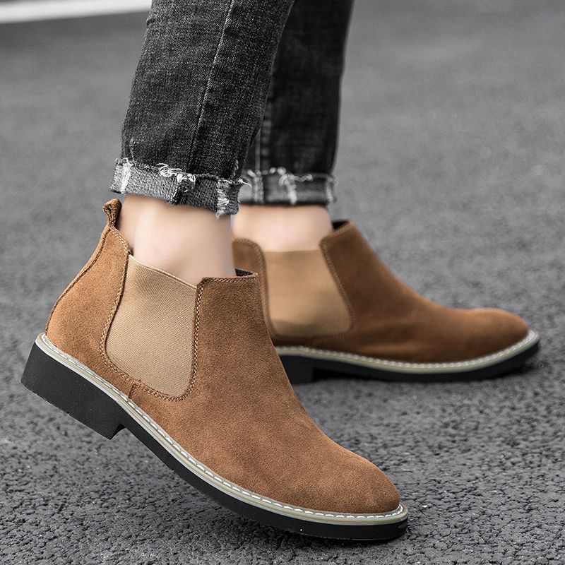 Men Chelsea Boots Pointed Leather Business Dress Soft Brown