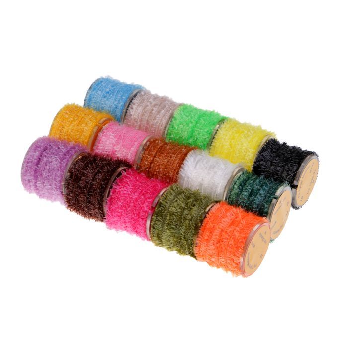 15 Rolls Fly  Tinsel Chenille Crystal Flash Line Fly Tying