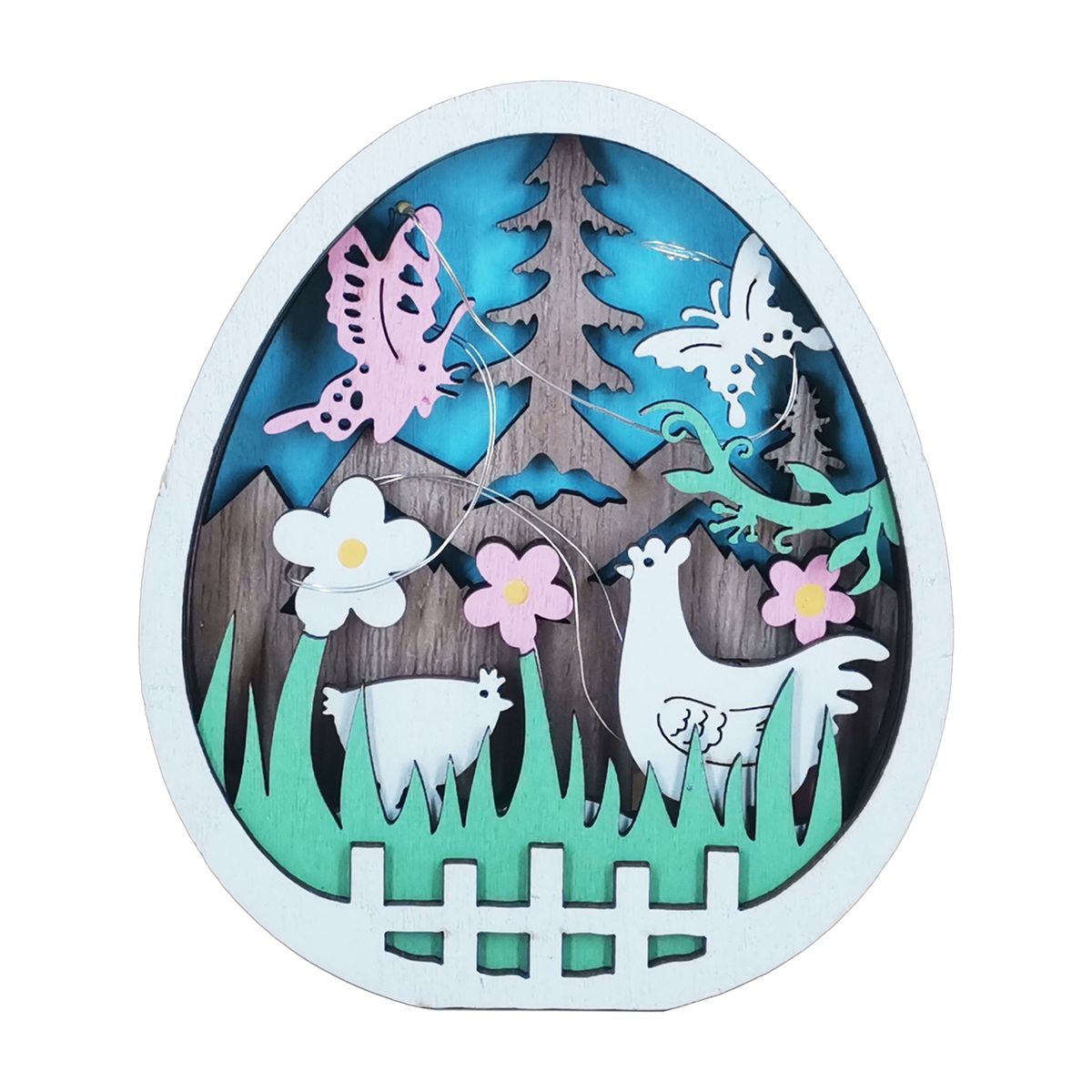 LED Easter Wooden Desk Ornaments Easter Egg Themed