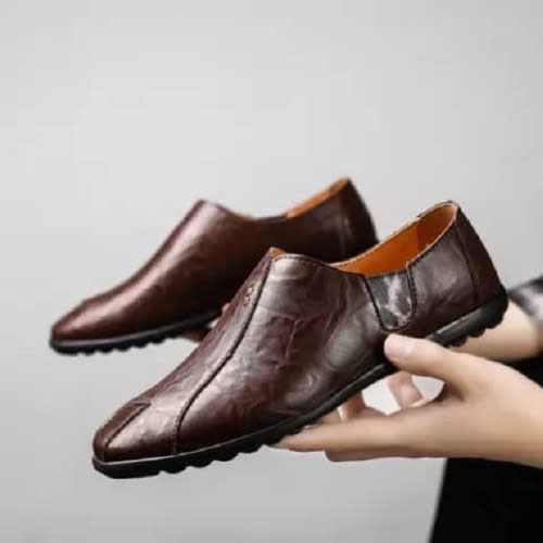 Men's Leather Casual Shoes - Brown