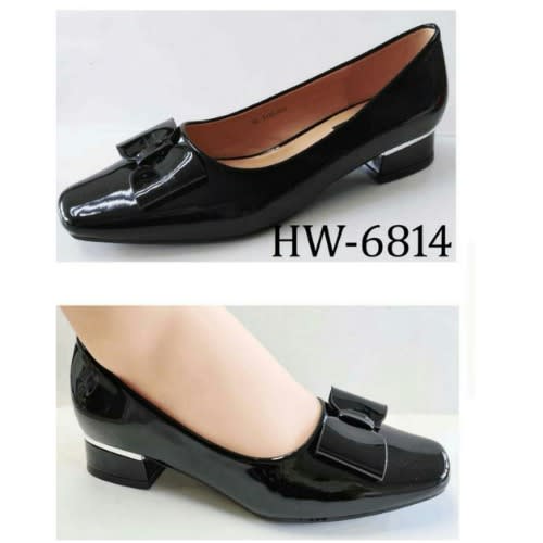 Flat Bow Ladies Short Heel Court Shoe