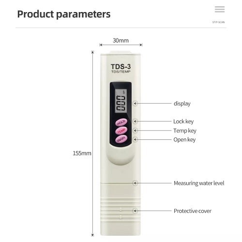 Tds Digital Water Quality Tester With Temperature Measuring.