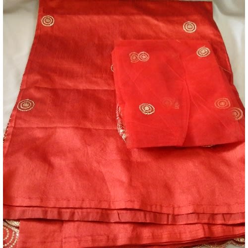 5Yards Indian George With 2 Yards For Blouse - Wine