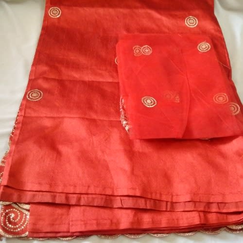 5Yards Indian George With 2 Yards For Blouse - Wine