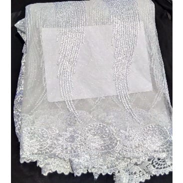 White Tulle-Cord Lace - 4 Yards