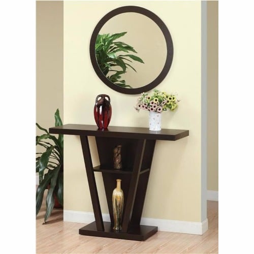 Coaster Console Table with Round Mirror