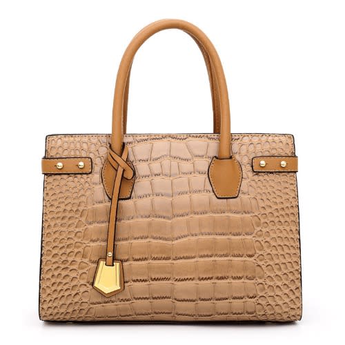 Leather Handbag - Nude