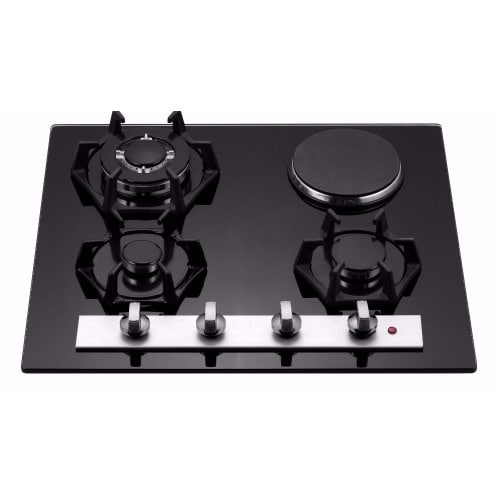 GS Built-in Tempered Glass Gas Hob Cooker - 3 Burners + 1 Hotplate