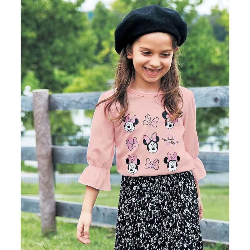 Children's T-Shirt Princess Style Girls' Three-Quarter-Length-Sleeved T-Shirt Cotton Pullo
