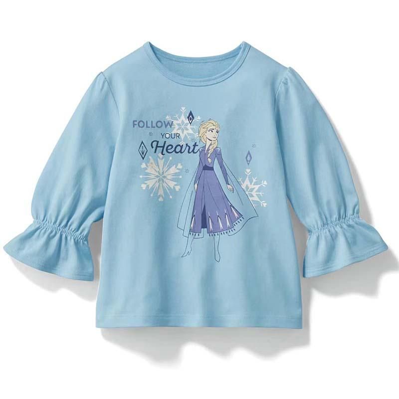 Children's T-Shirt Princess Style Girls' Three-Quarter-Length-Sleeved T-Shirt Cotton Pullo