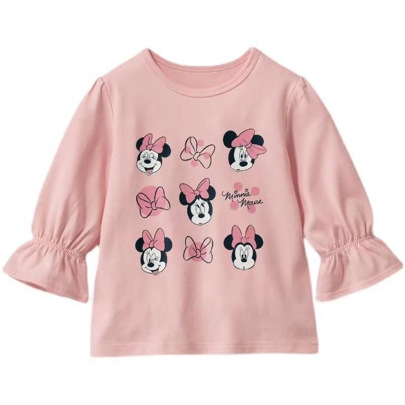 Children's T-Shirt Princess Style Girls' Three-Quarter-Length-Sleeved T-Shirt Cotton Pullo