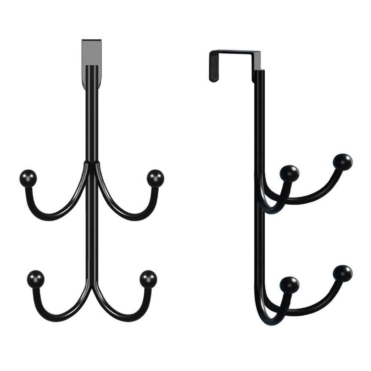 Door Peephole Wreath Hanger Versatile Metal Double Layer for Hanging Black