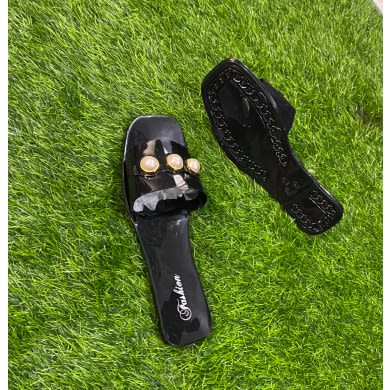 Women’s Silicone Slippers - Glossy Black
