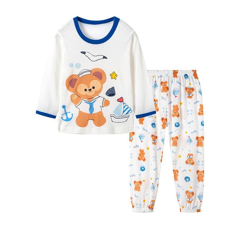New Boys And Girls Baby Long-Sleeved Trousers Long John Home Wear Mesh Cotton Suit 6 Color