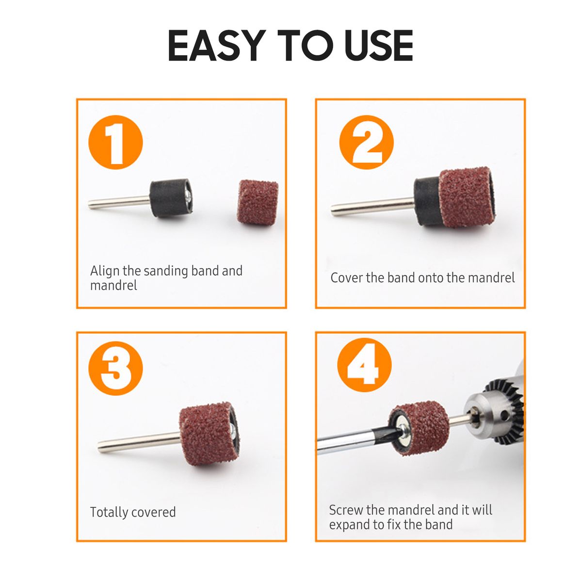 51 PCS Sanding Drum Kit For Power Rotaty Tool Includes 45
