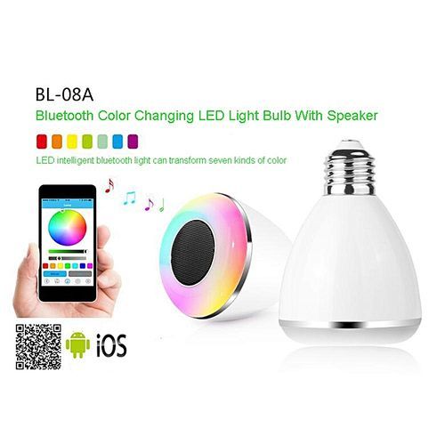 Bluetooth Smart LED Color Changing Light Lamp Bulb With Speaker(White) HT-S