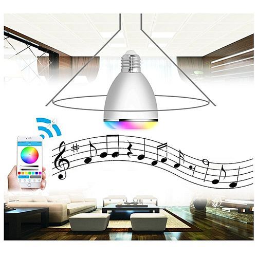 Bluetooth Smart LED Color Changing Light Lamp Bulb With Speaker(White) HT-S